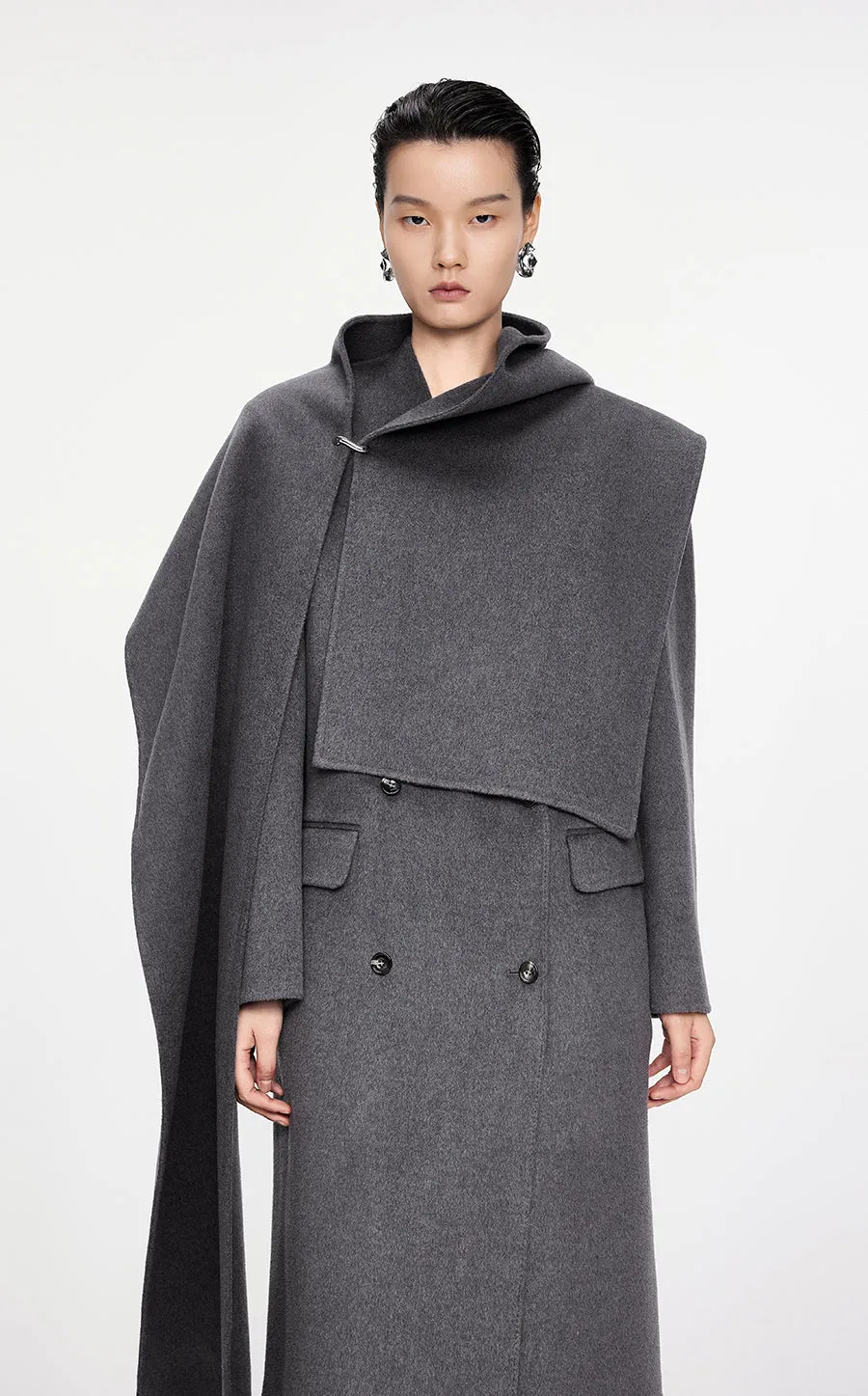 Coat / JNBY Mid-length Wool-cashmere Cape Coat