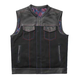 Colossus - Men's Leather/Twill Motorcycle Vest - Limited Edition