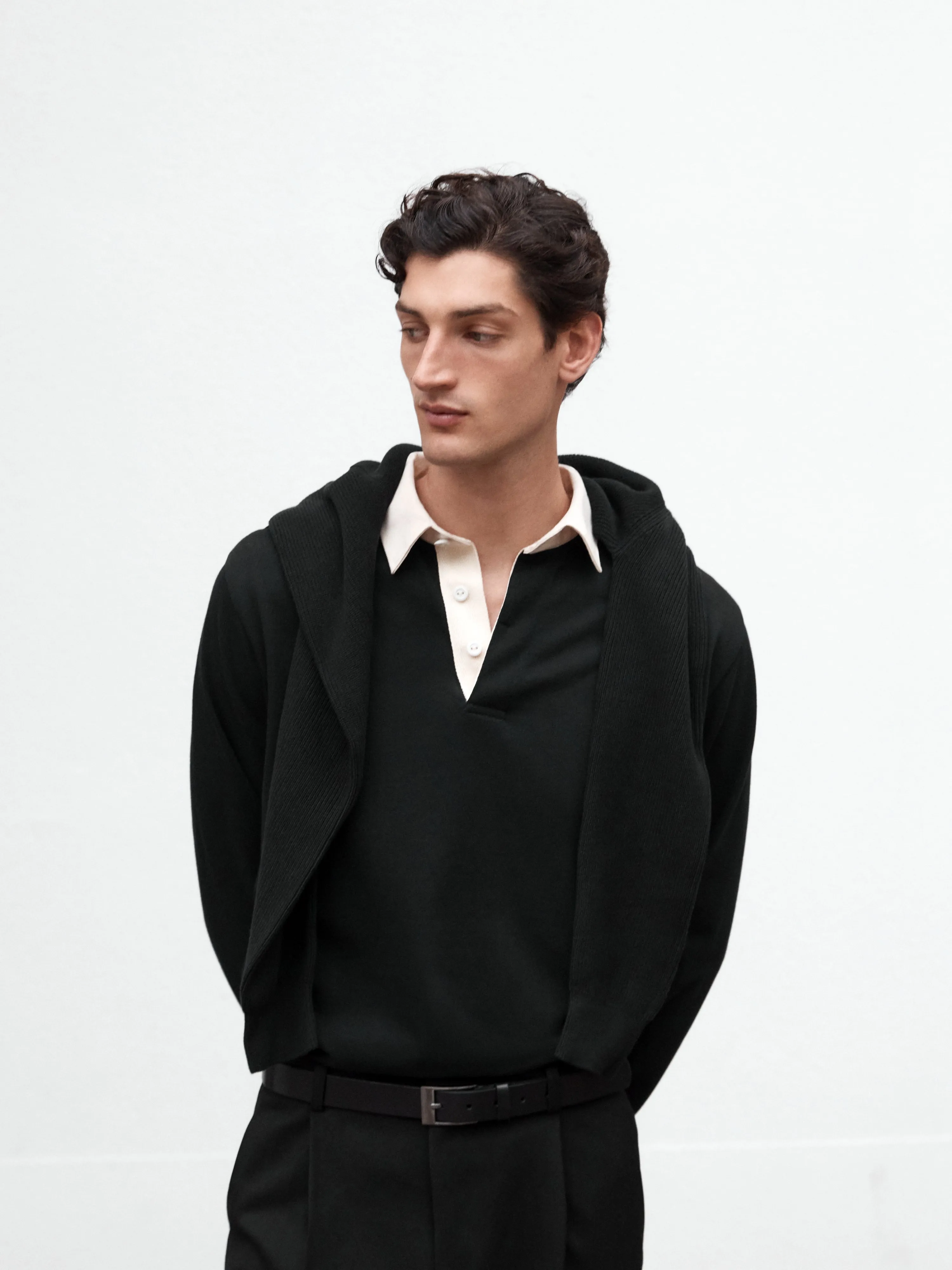 Cotton Rugby Shirt in Black