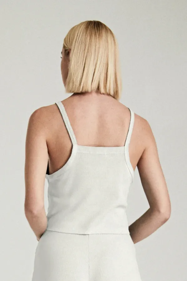 Crop Square Neck Halter Tank