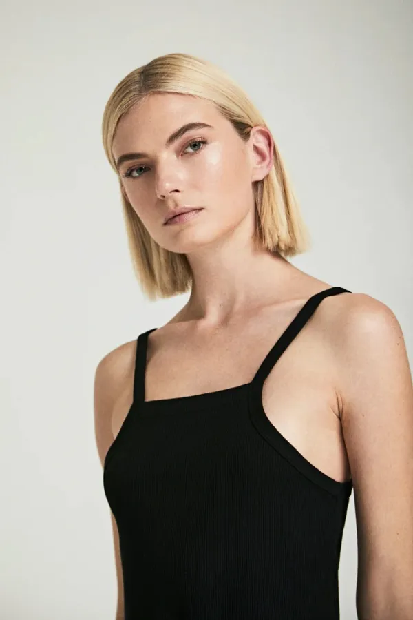 Crop Square Neck Halter Tank