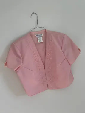 Cropped Baby Pink Jacket with embroidery