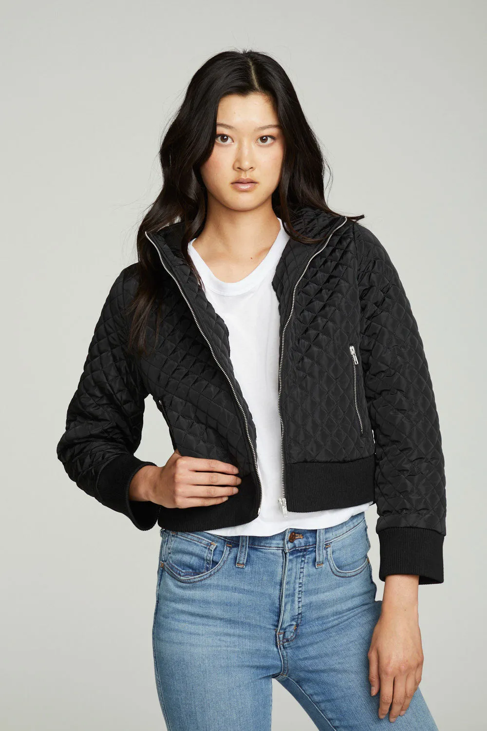 Cropped Hooded Jacket With Rib