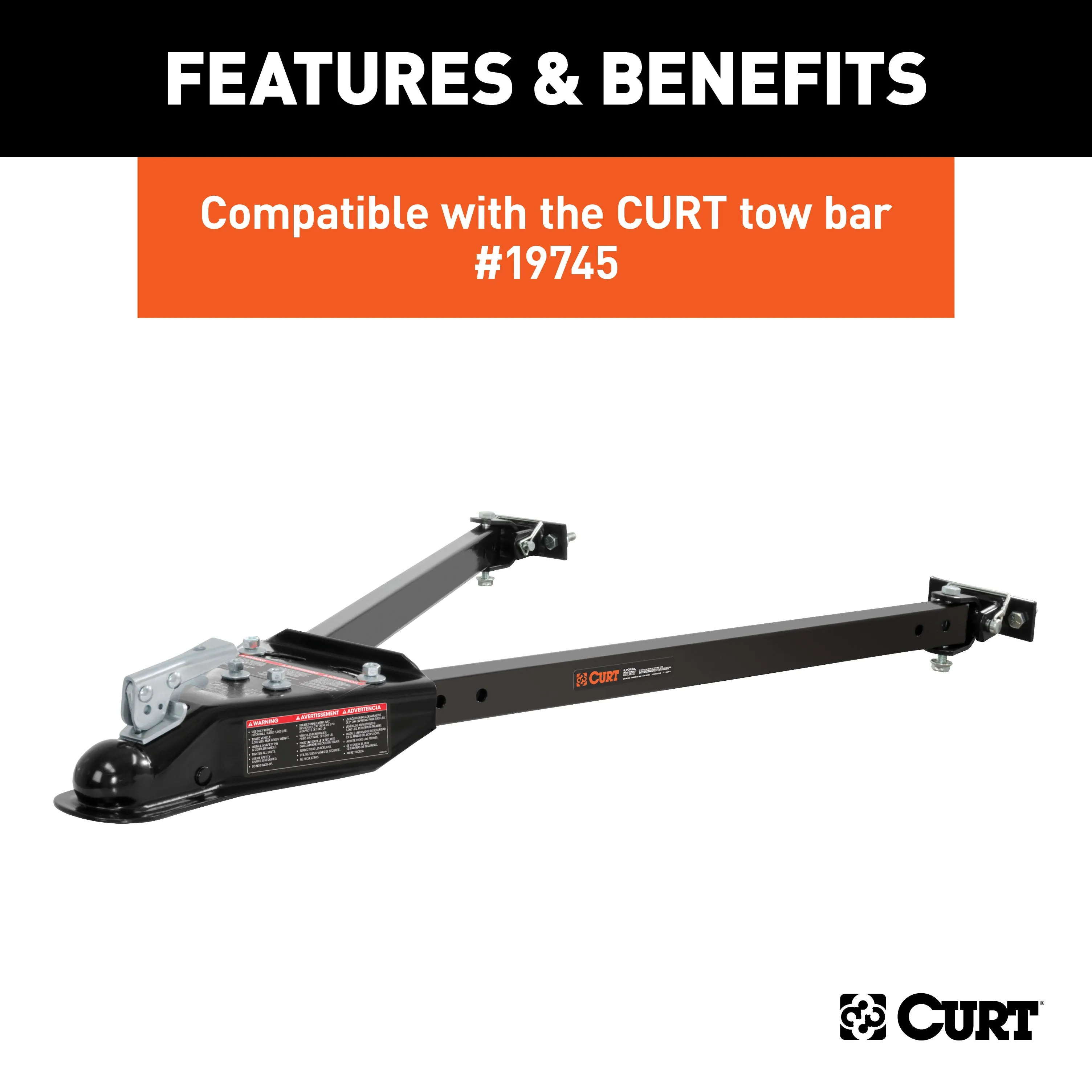 CURT 19748 CURT 19748 Adjustable Bolt-On Tow Bar Bumper Brackets; 2-Pack