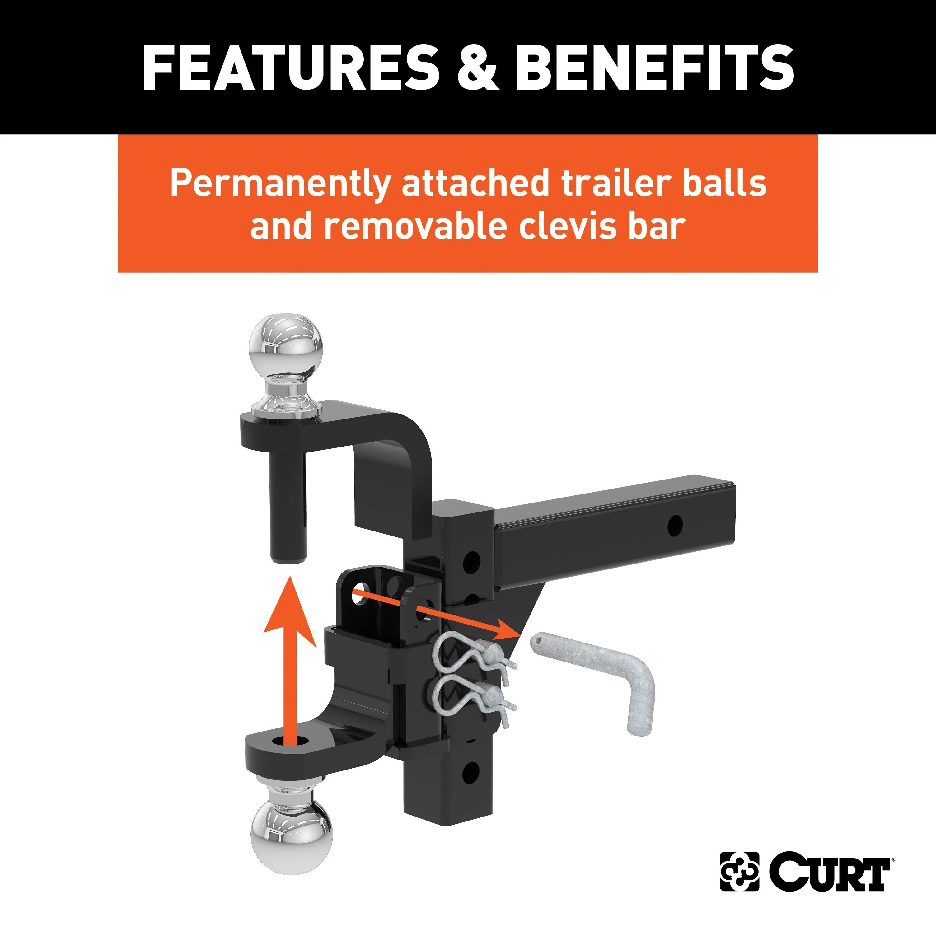 CURT 45049 Adjustable Multipurpose Ball Mount (2in. Shank; 2in./2-5/16in. Balls)