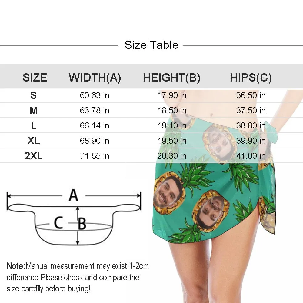 Custom Face Cat Swim Bikini Coverup Personalised Short Sarongs Beach Wrap For Women Girls