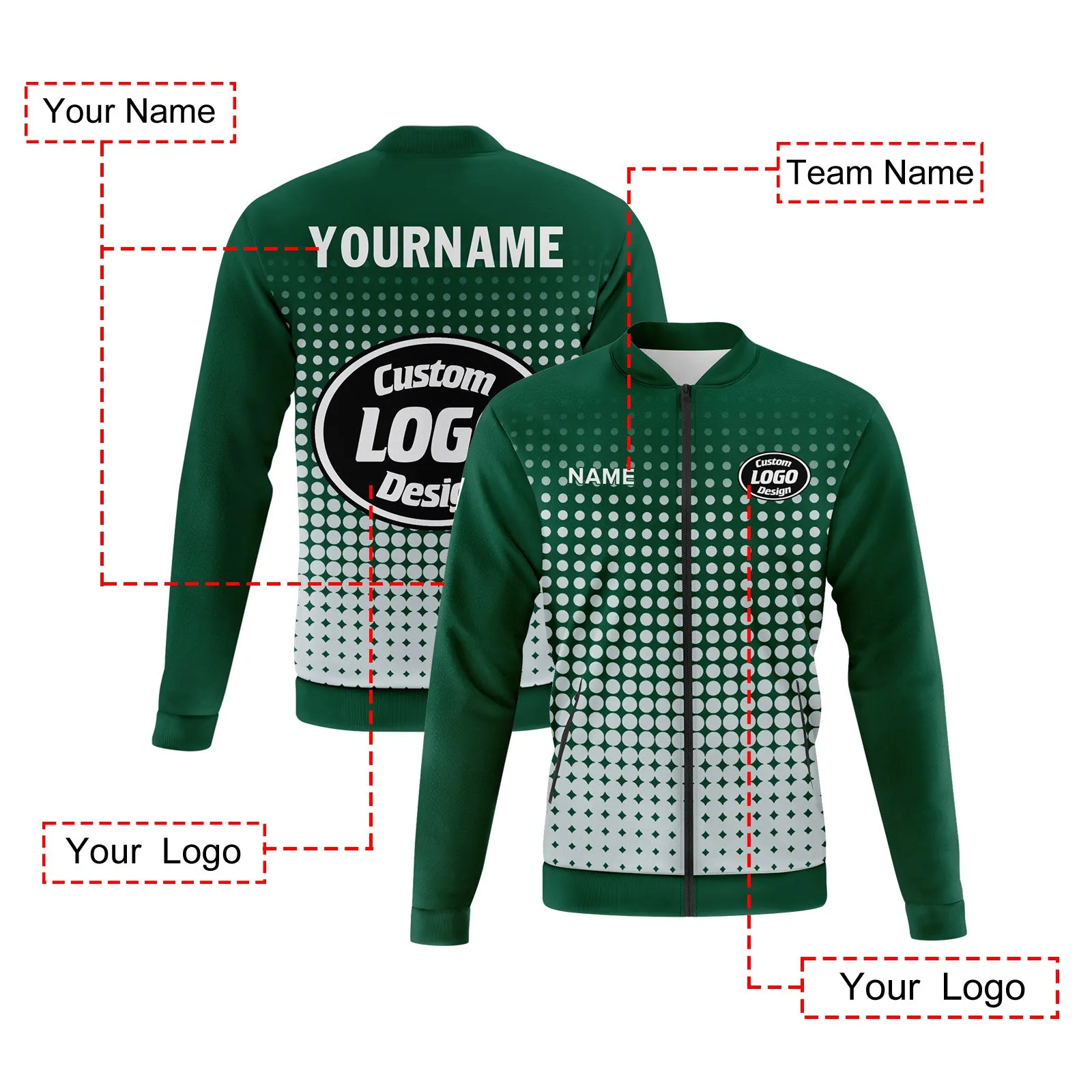 Custom Jacket Bomber Full-Snap Varsity Letterman Personalized Jacket PR092-D020346-4