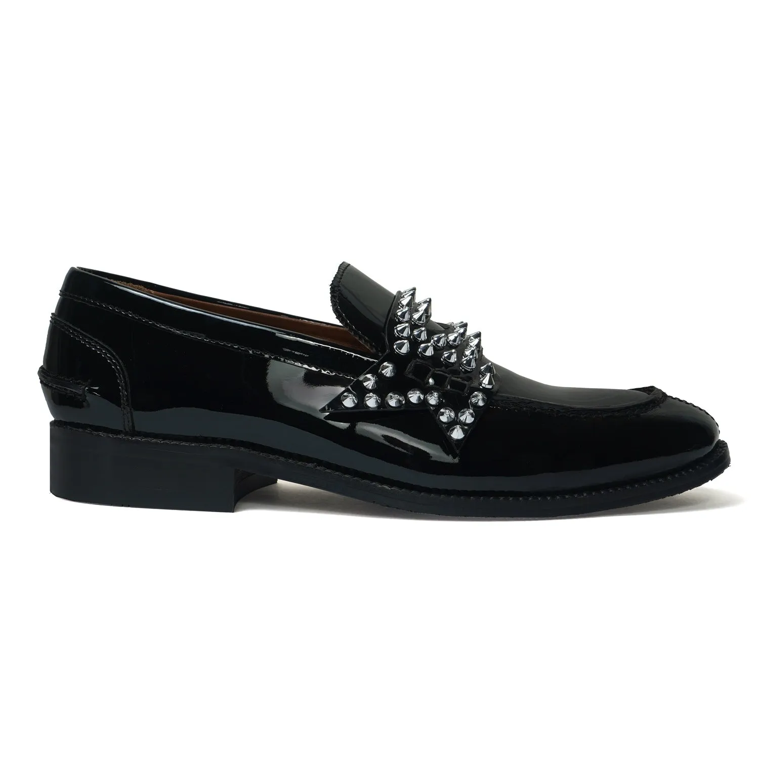 Customized Studs Detailing Patent Leather Loafer