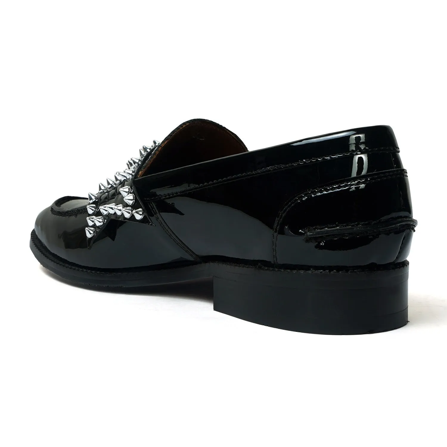 Customized Studs Detailing Patent Leather Loafer