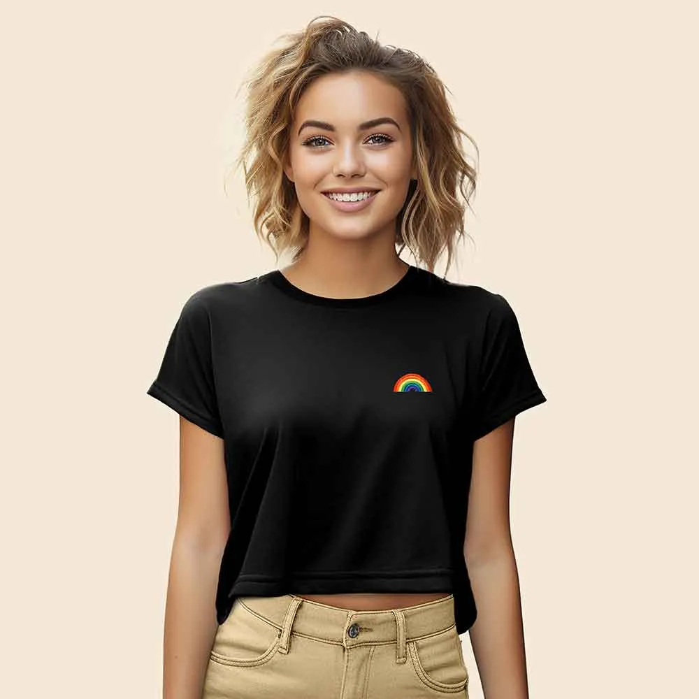 Dalix Rainbow Flowy Cropped Tee