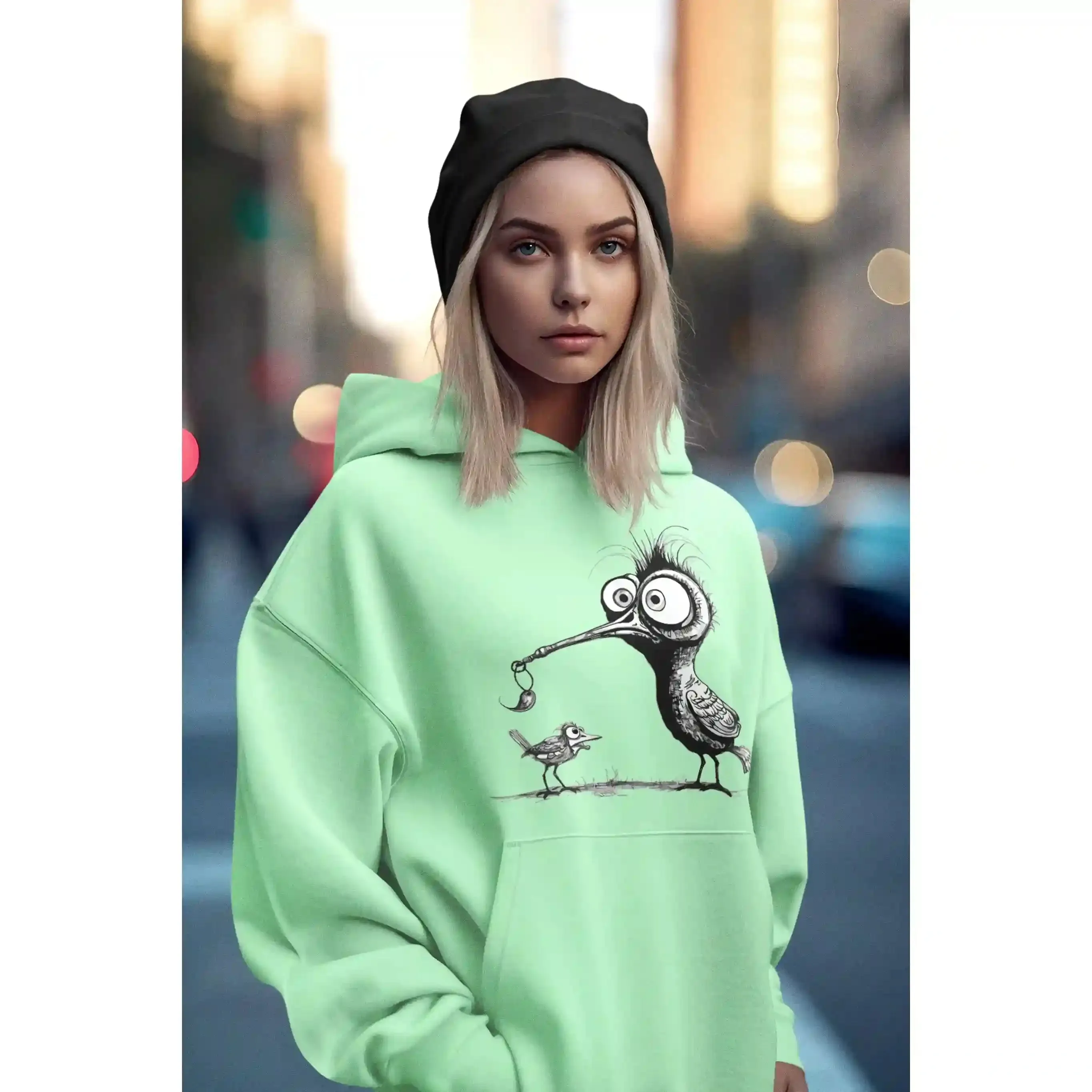 Damen Hoodie mit Vogelmotiv "Amsel & Spatz"