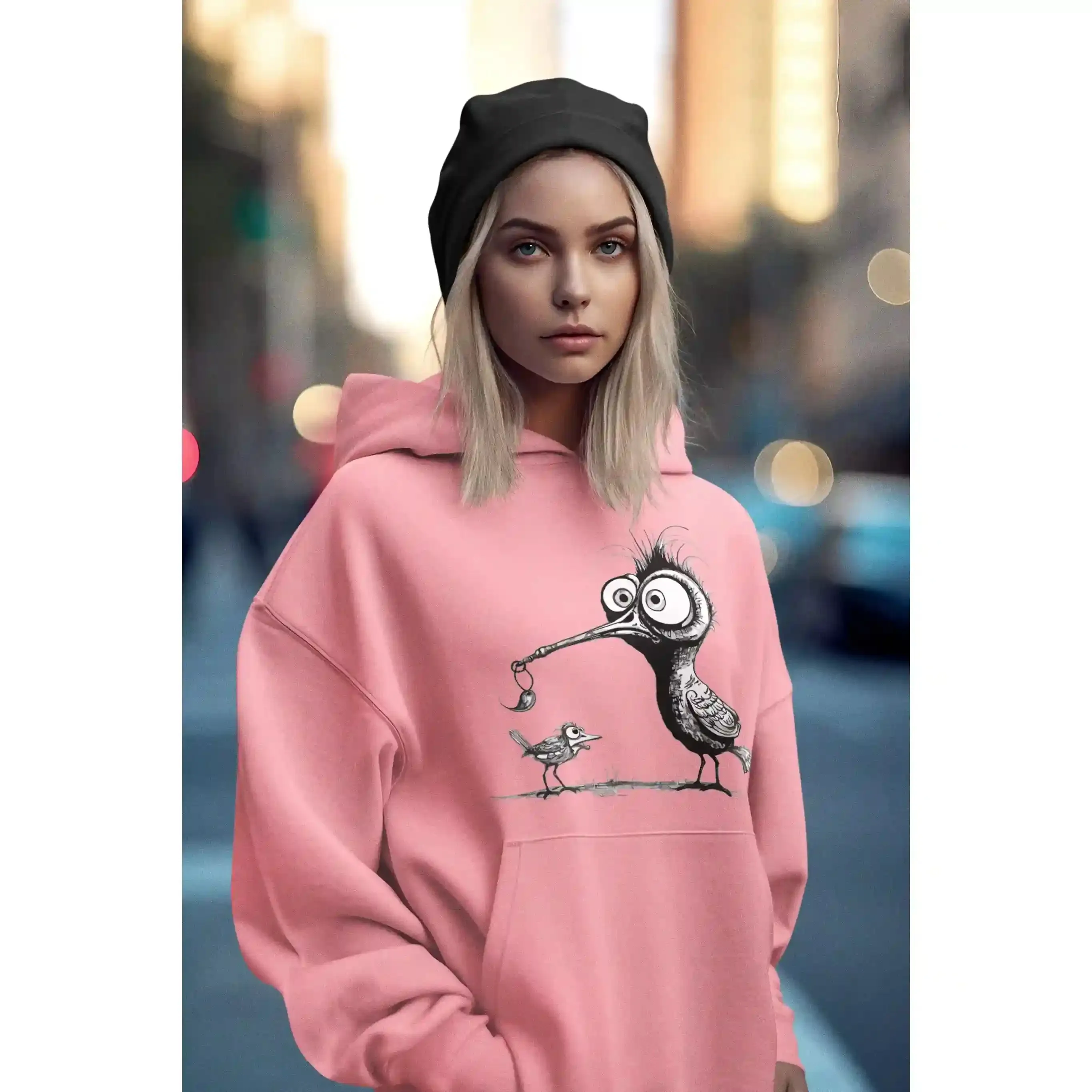 Damen Hoodie mit Vogelmotiv "Amsel & Spatz"