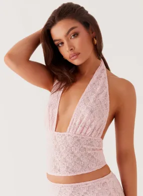 Dance Again Lace Crop Top - Baby Pink