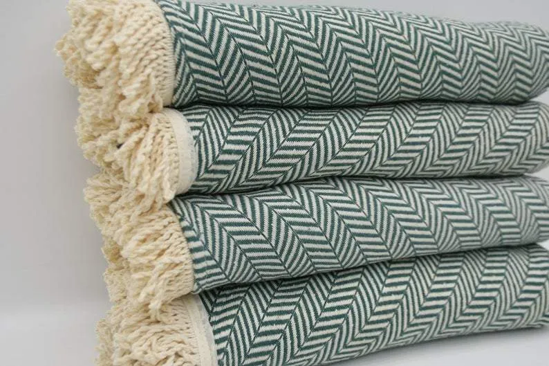 Dark Green 100% Cotton Round Beach Towel