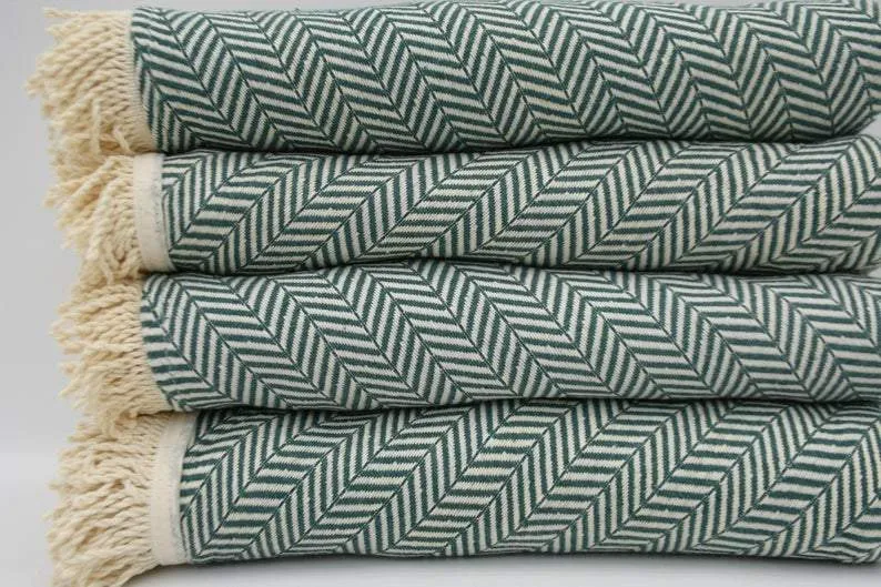 Dark Green 100% Cotton Round Beach Towel