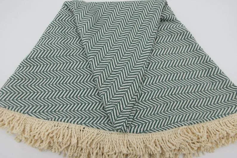 Dark Green 100% Cotton Round Beach Towel