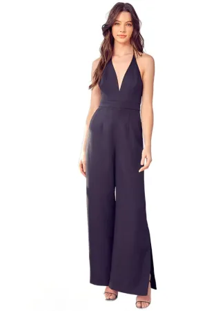 DEEP V-NECK WIDE LEG JUMPSUIT