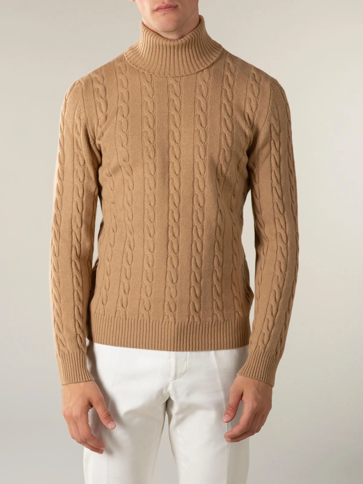 Dolcevita Cable Knit Sweater Beige