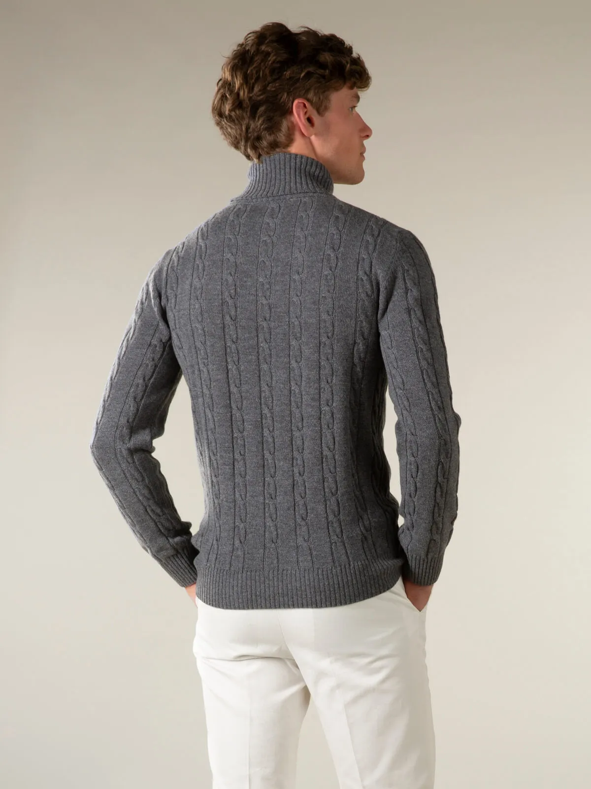 Dolcevita Cable Knit Sweater Dark Grey