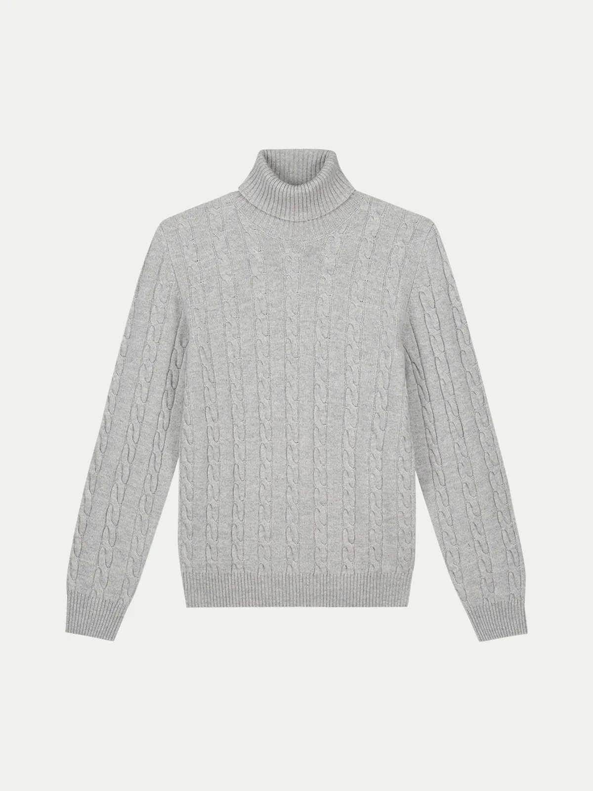 Dolcevita Cable Knit Sweater Light Grey