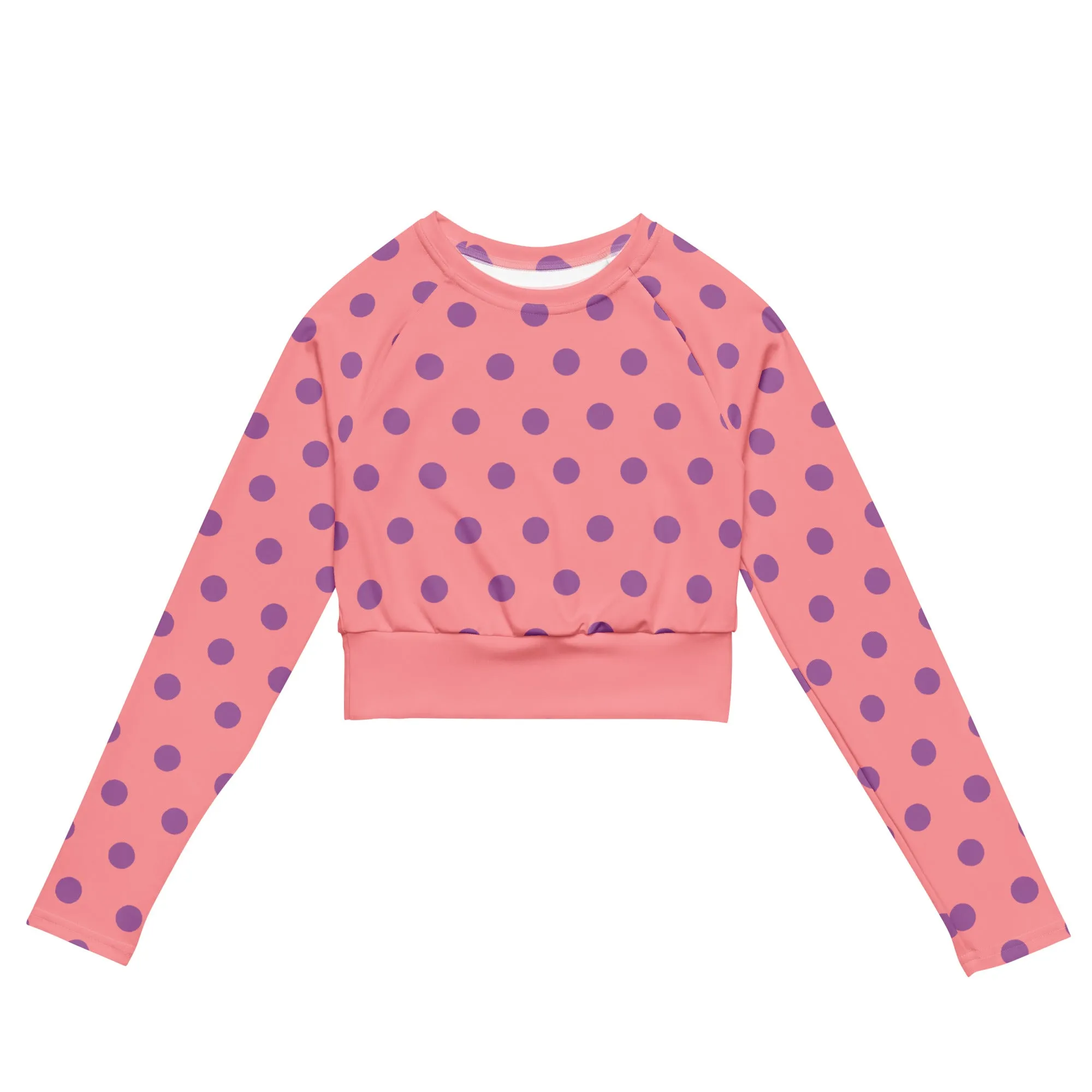 Dots Long Sleeve Apricot Crop Top