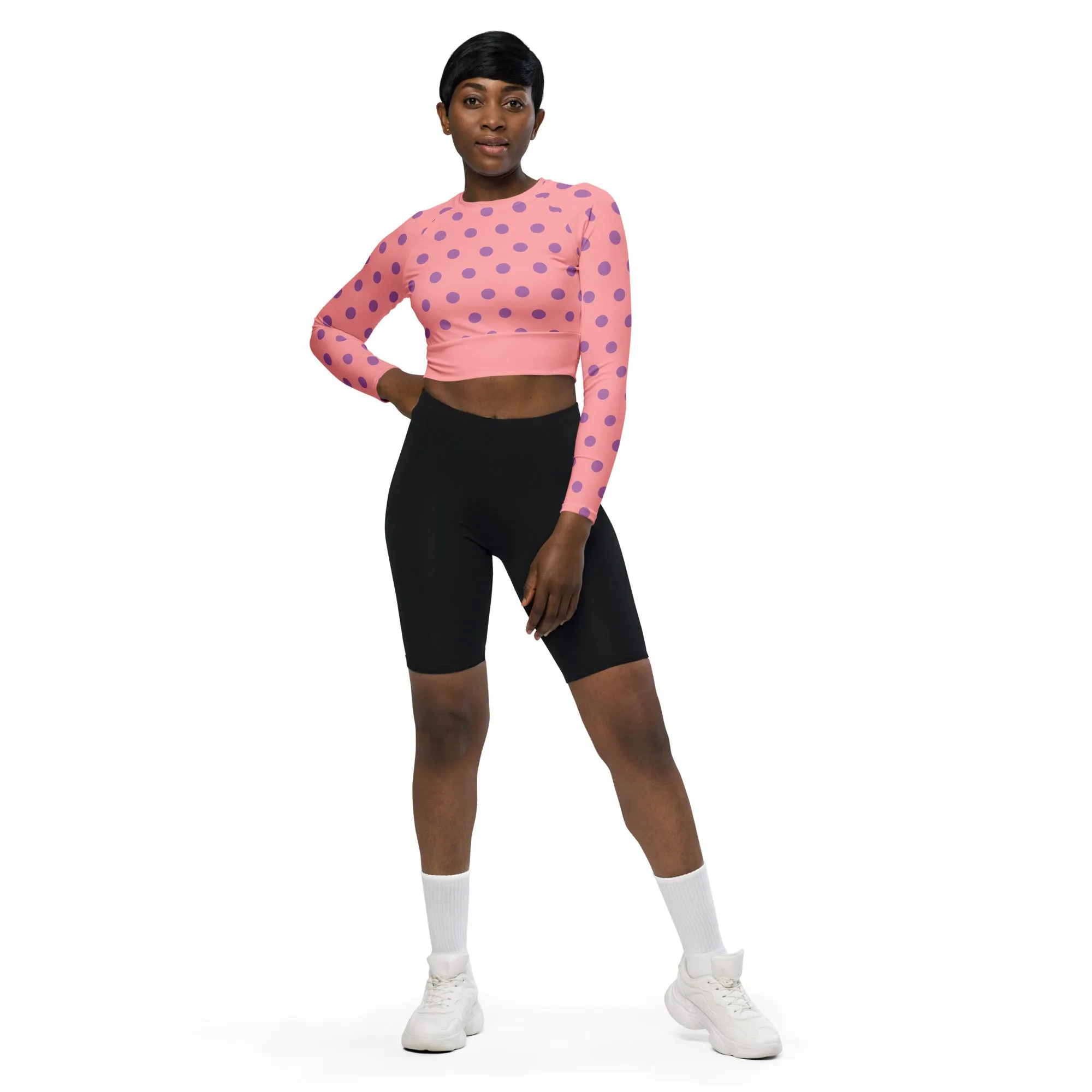 Dots Long Sleeve Apricot Crop Top