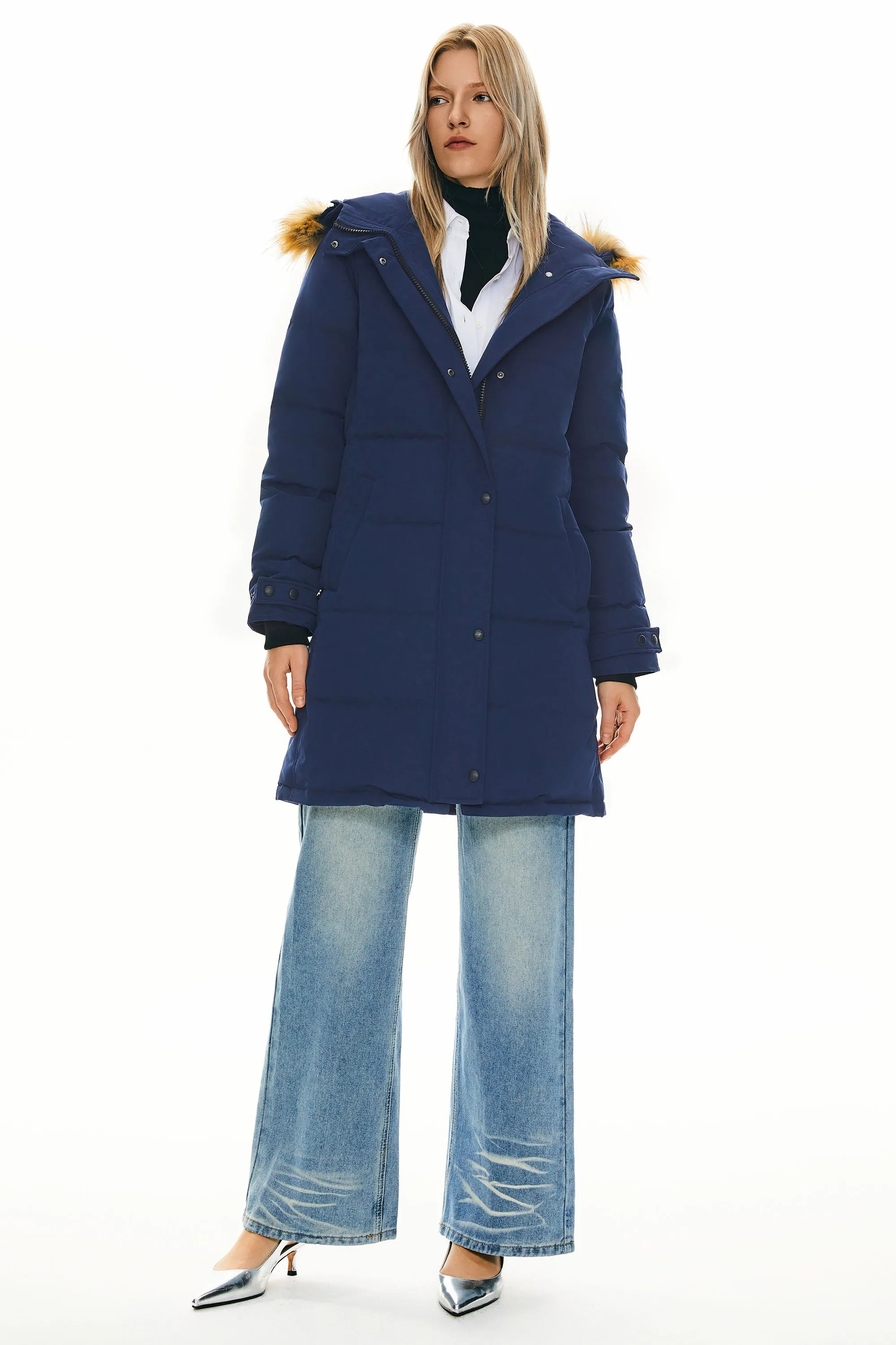 Drawstring Hooded Thickened Puffer Down Coat