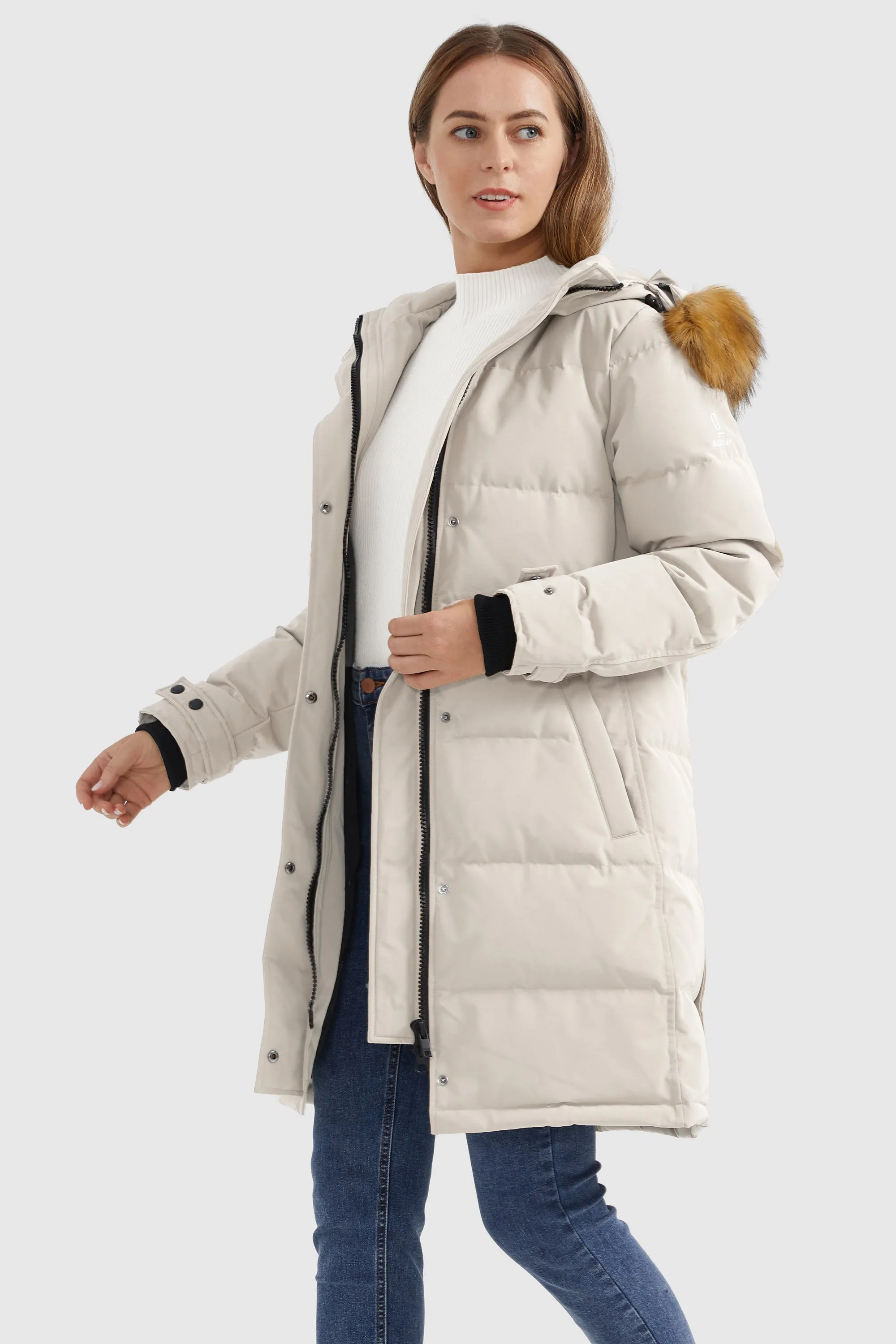 Drawstring Hooded Thickened Puffer Down Coat