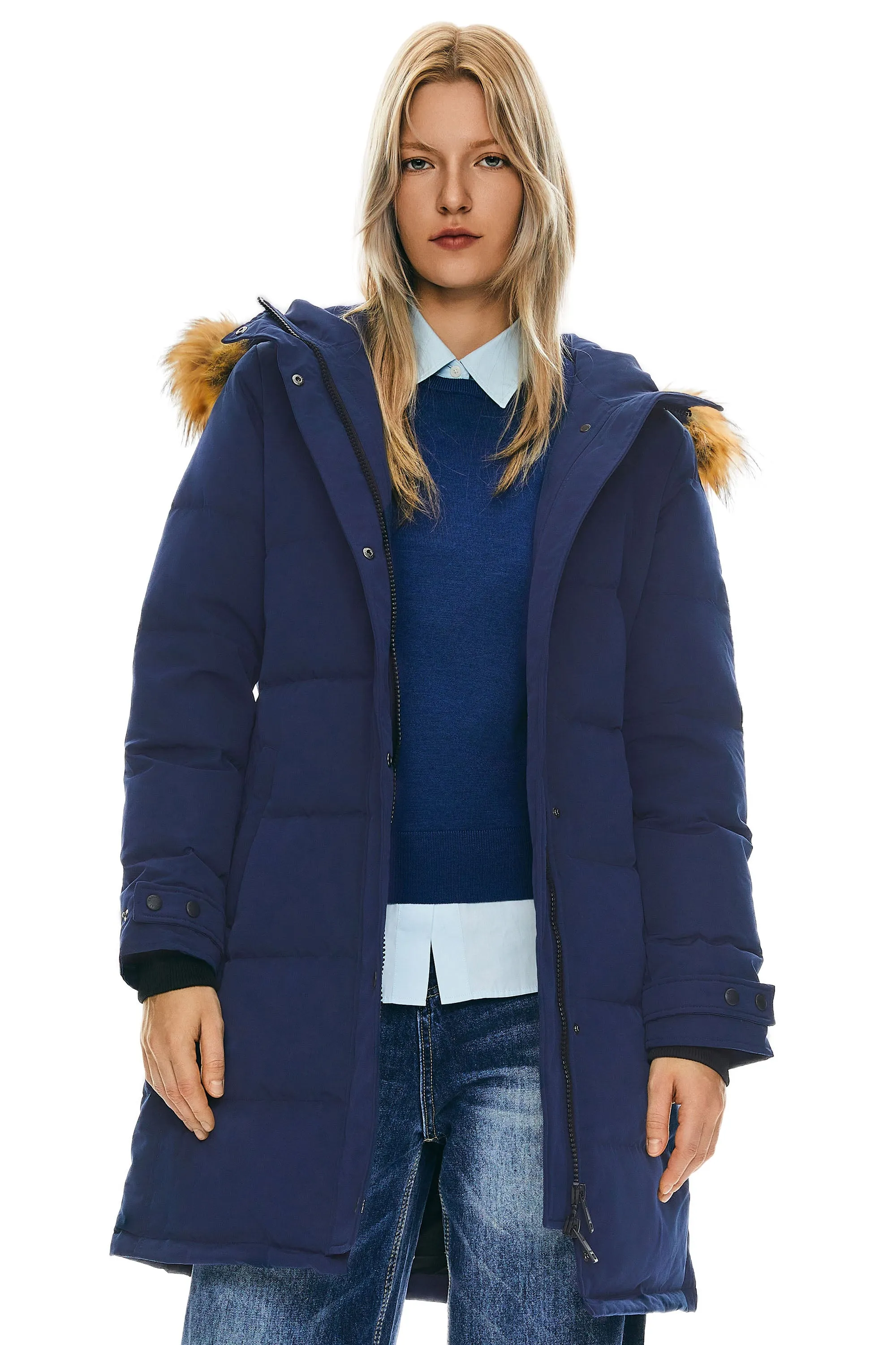 Drawstring Hooded Thickened Puffer Down Coat