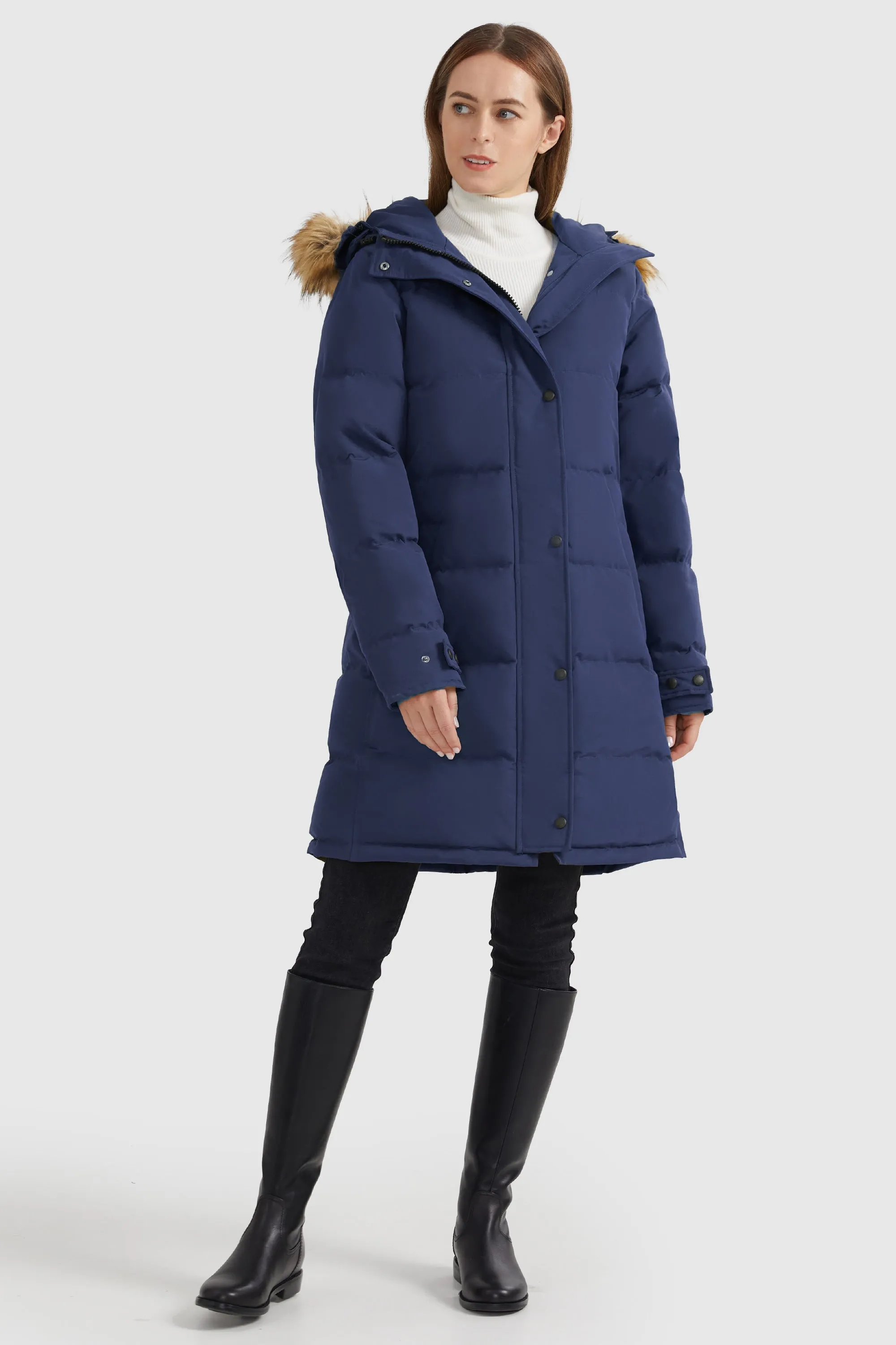 Drawstring Hooded Thickened Puffer Down Coat