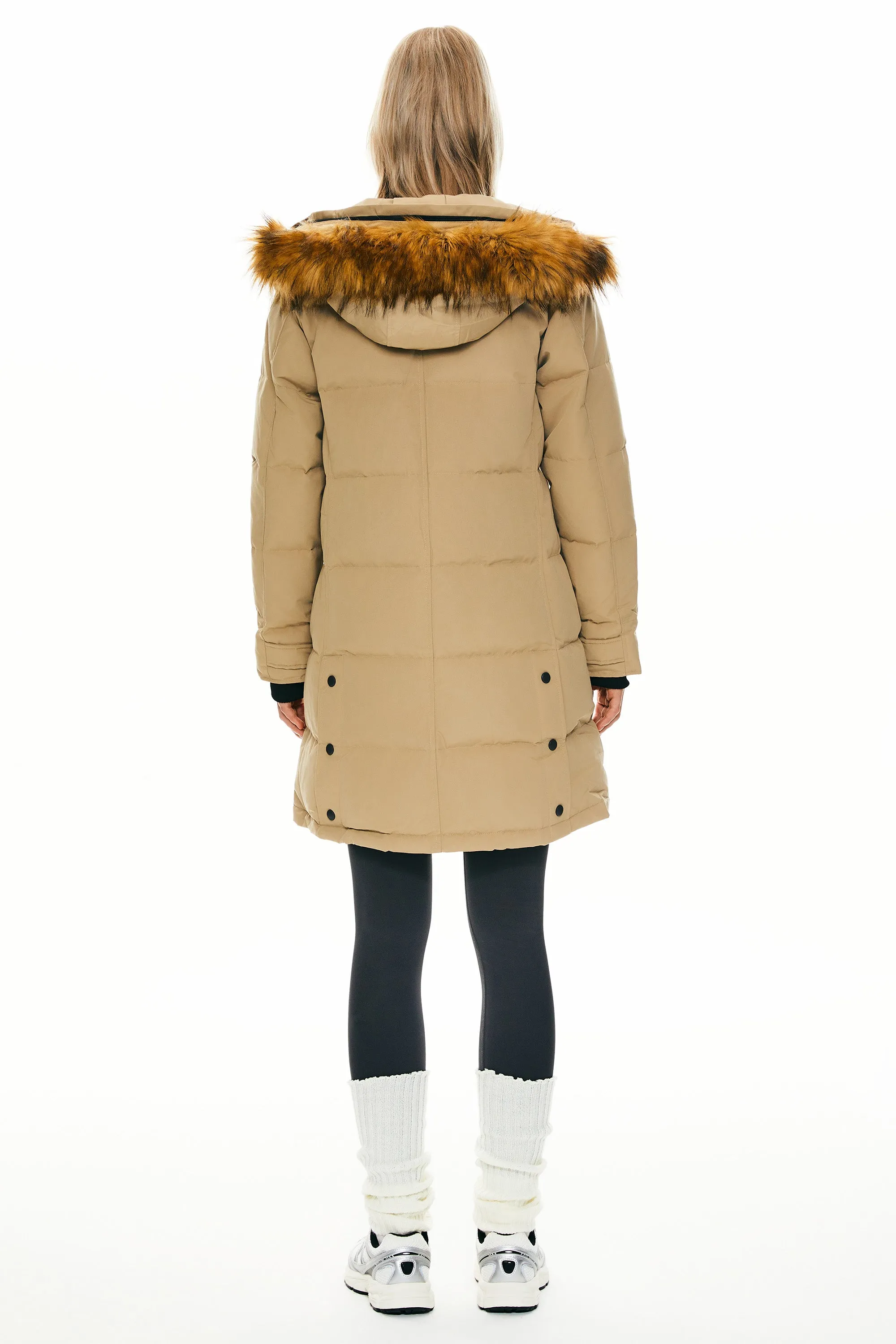 Drawstring Hooded Thickened Puffer Down Coat