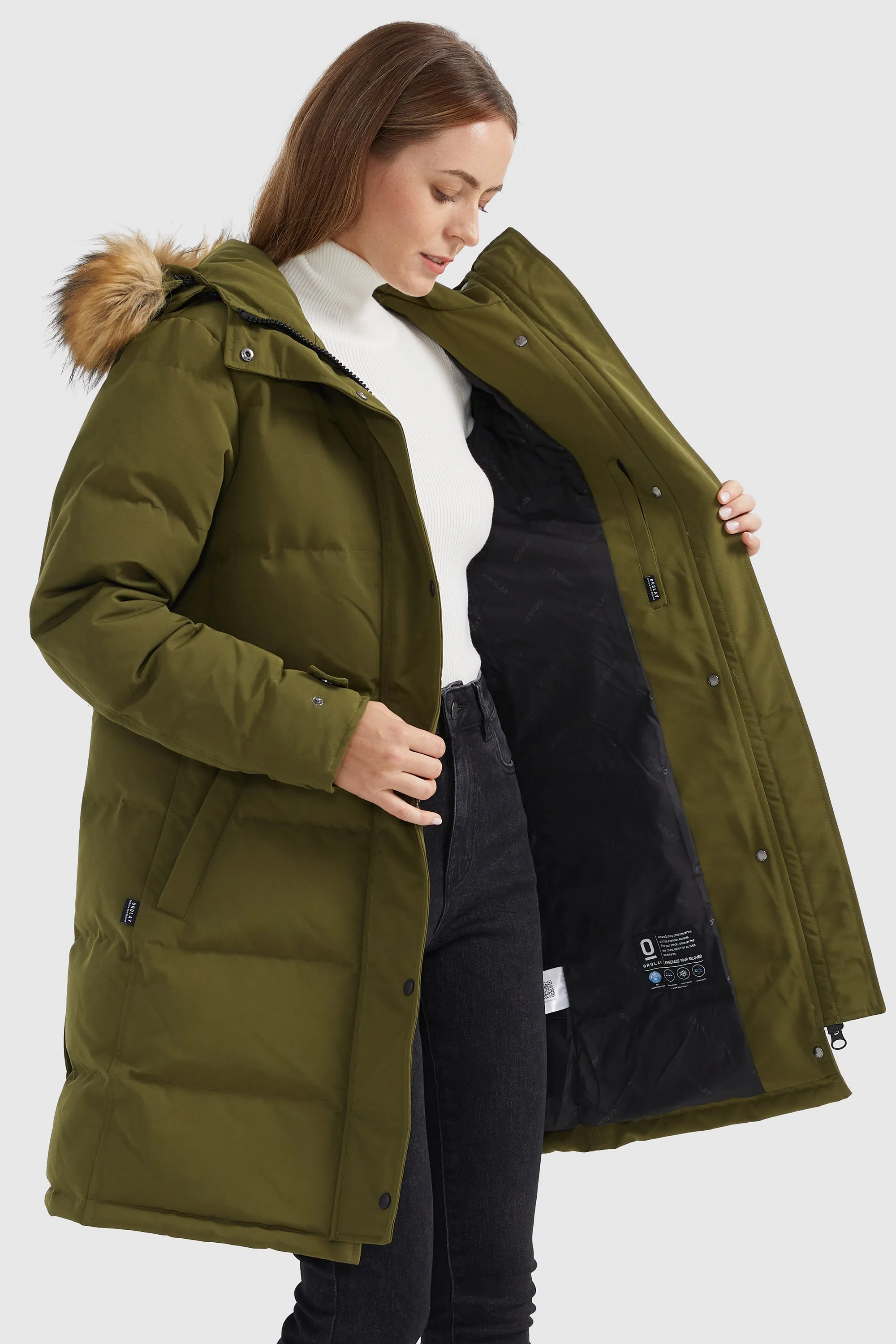 Drawstring Hooded Thickened Puffer Down Coat