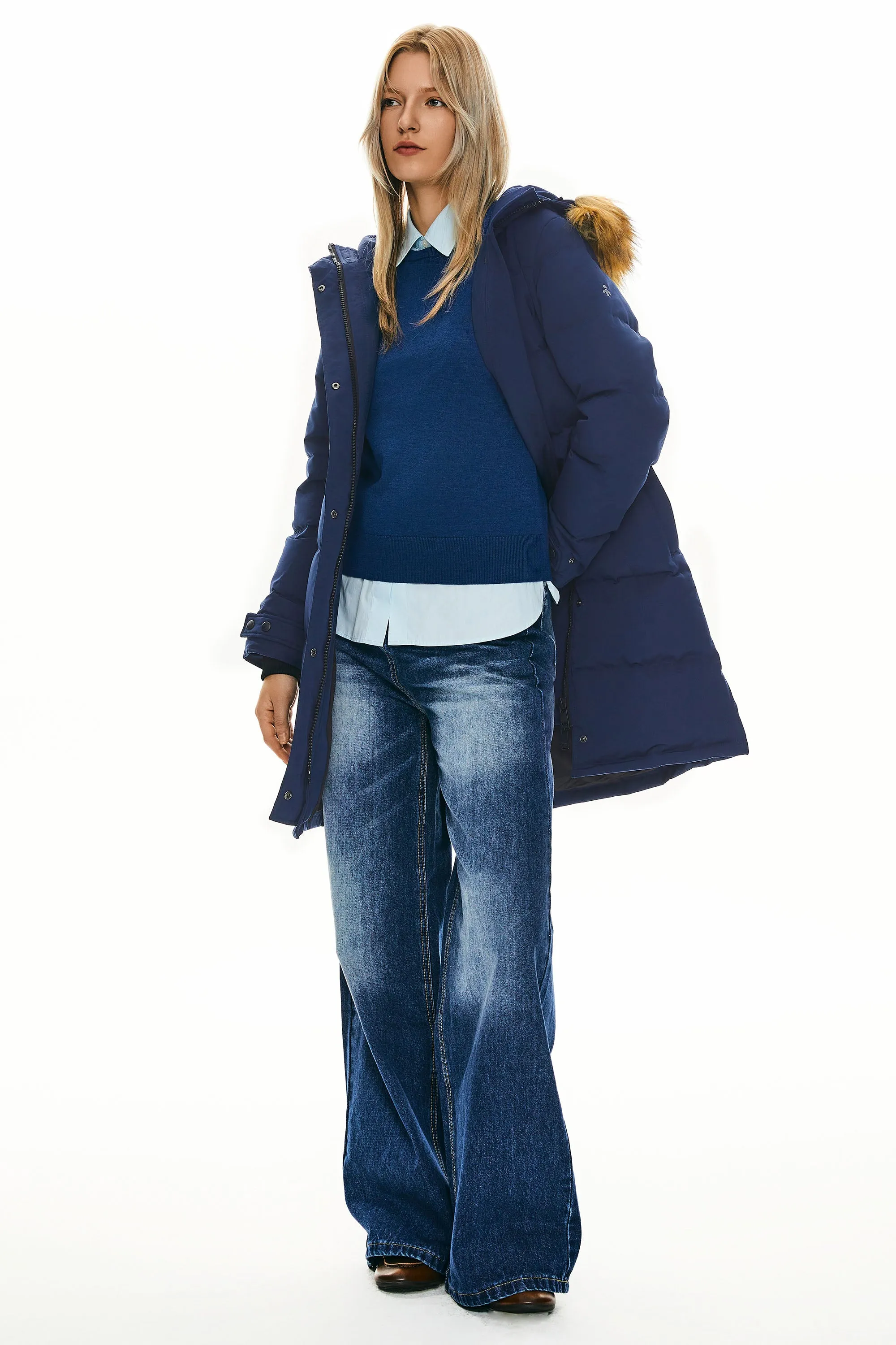 Drawstring Hooded Thickened Puffer Down Coat