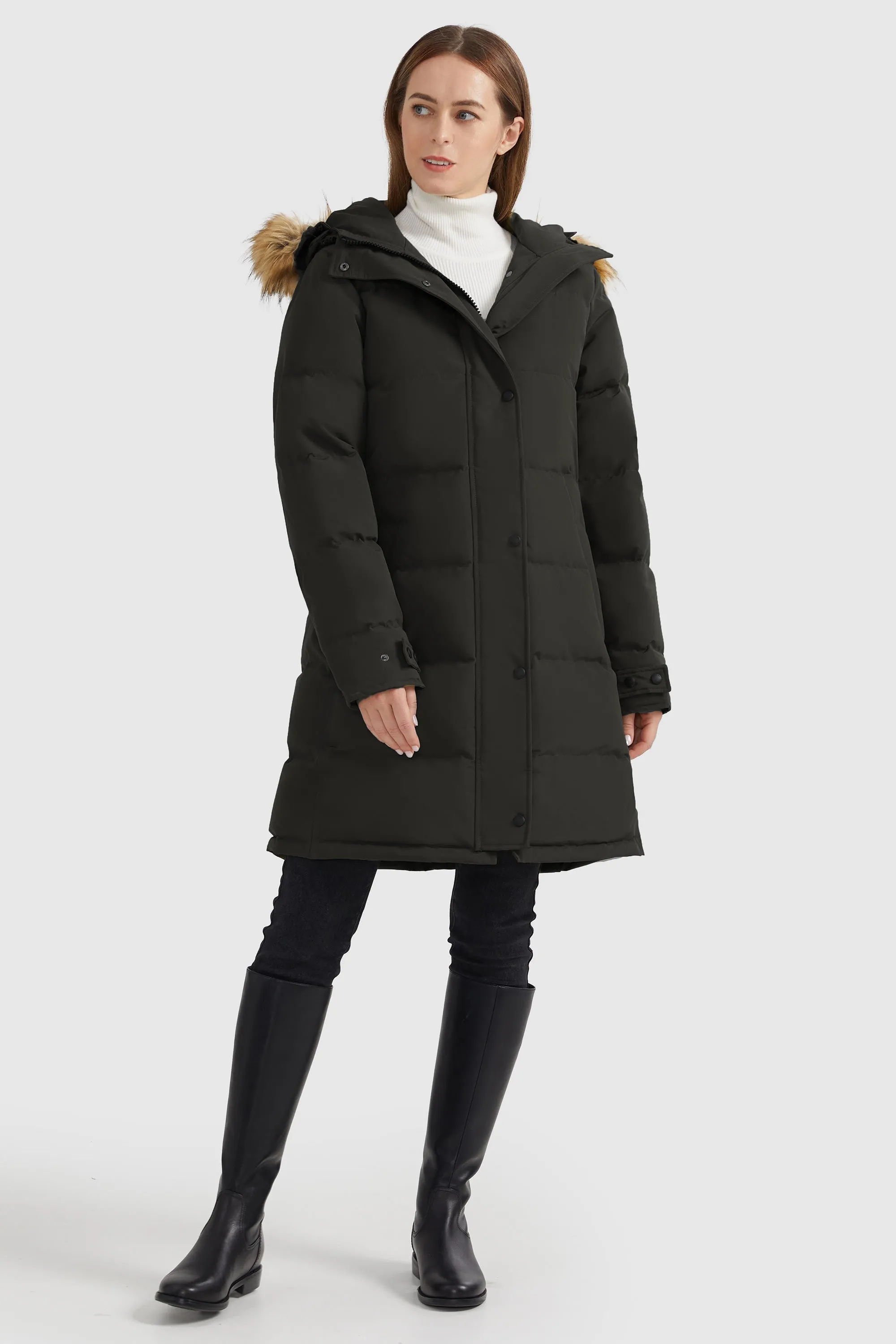 Drawstring Hooded Thickened Puffer Down Coat