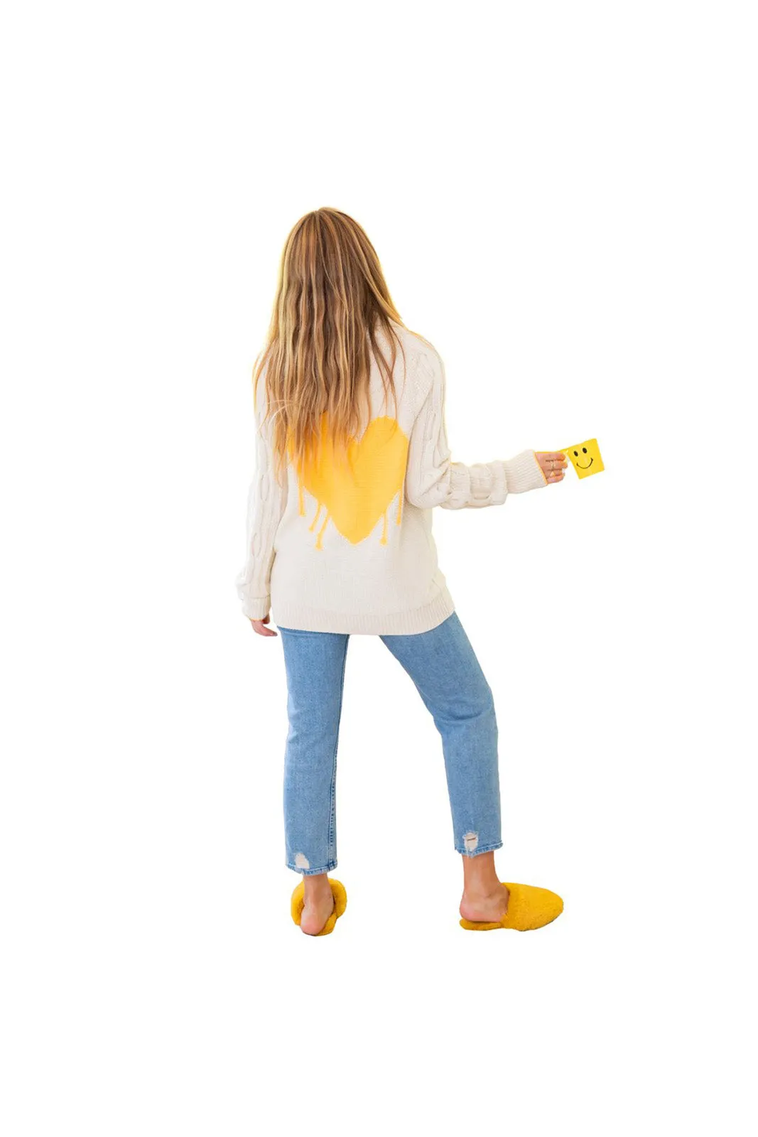 Drippy Heart Cardigan, Sunshine