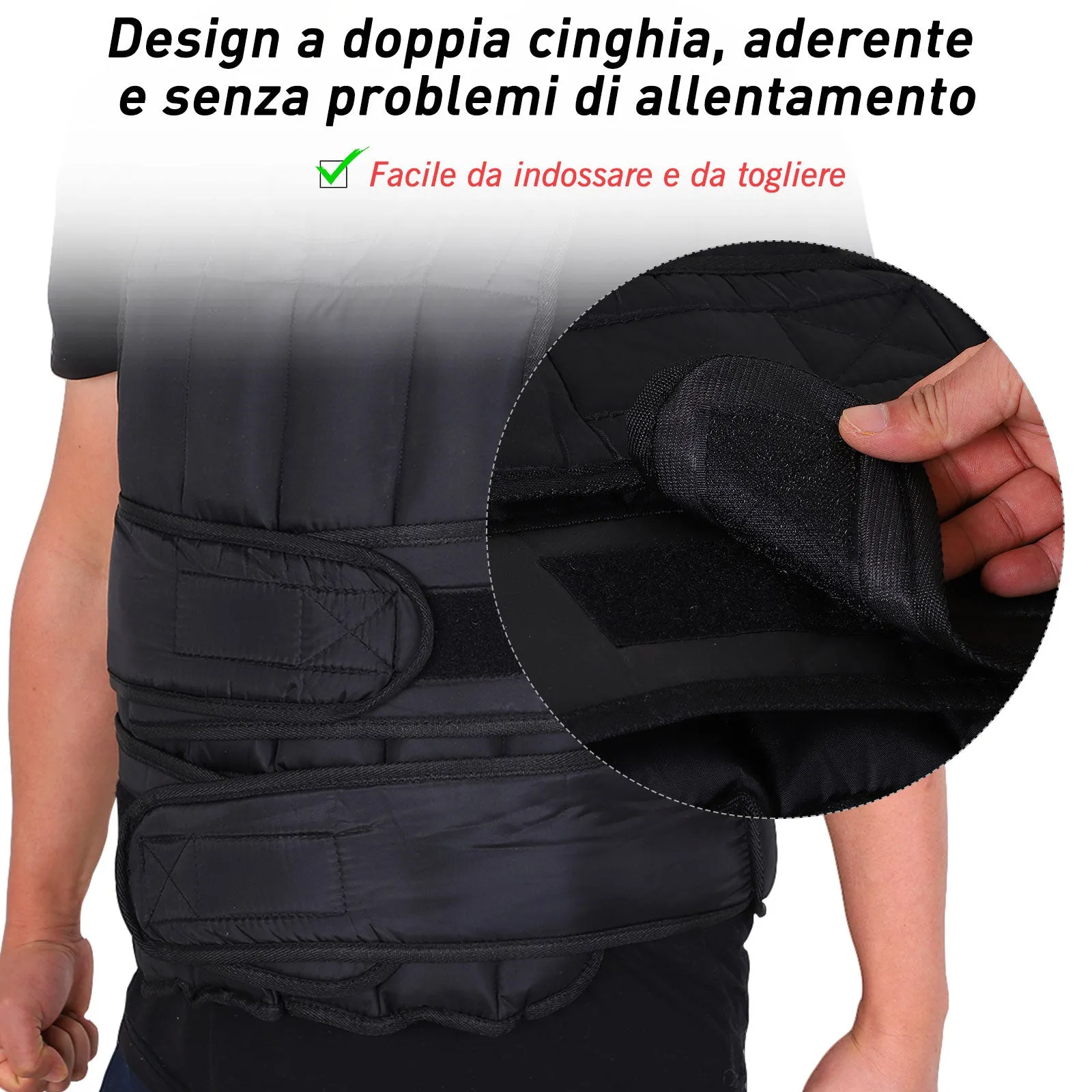 EasyComfort Giubbotto Zavorrato 20kg Unisex 38 Pesi Singoli, Imbottitura, Chiusure con Velcro, Nero