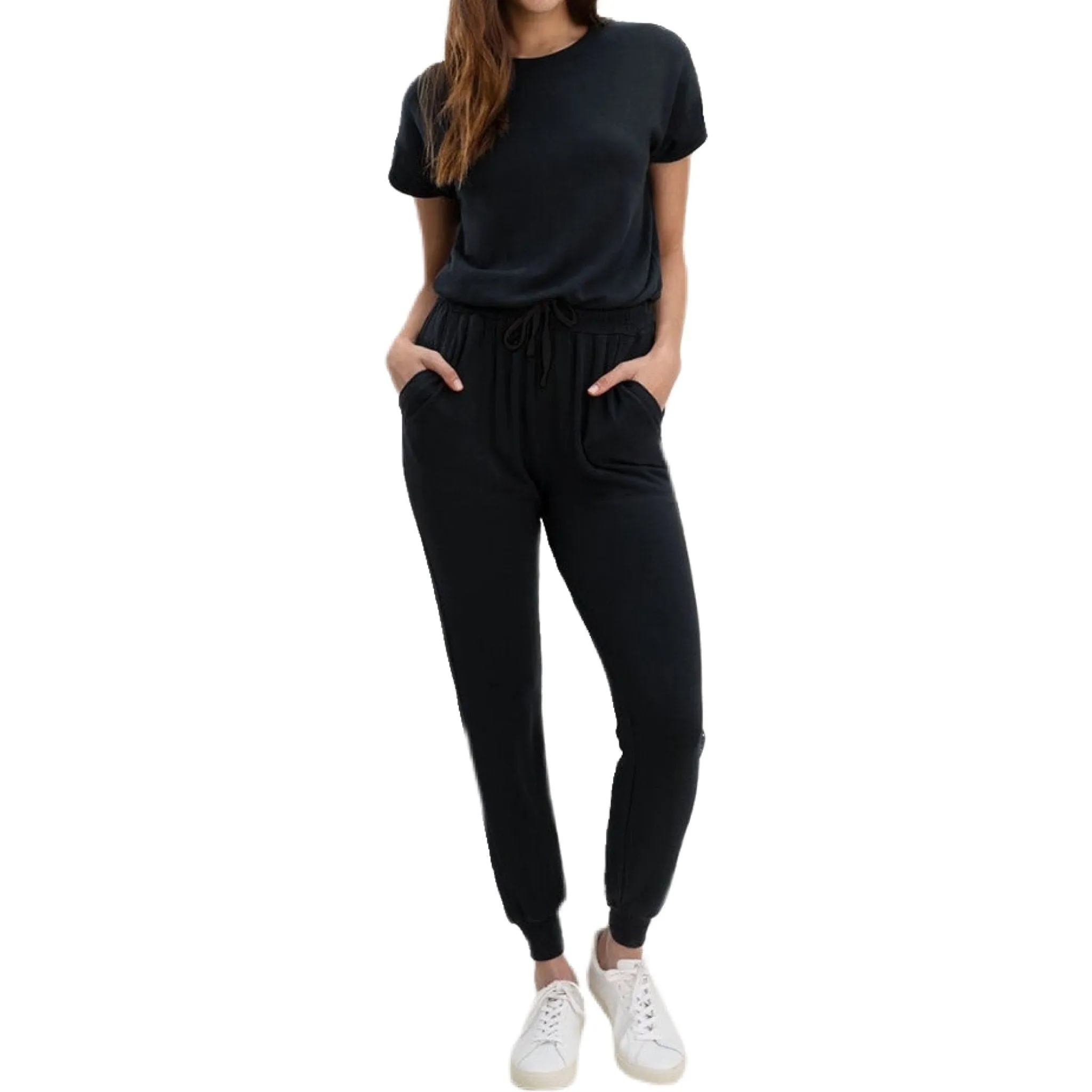 Eco Supersoft Flora Jumpsuit - Black.