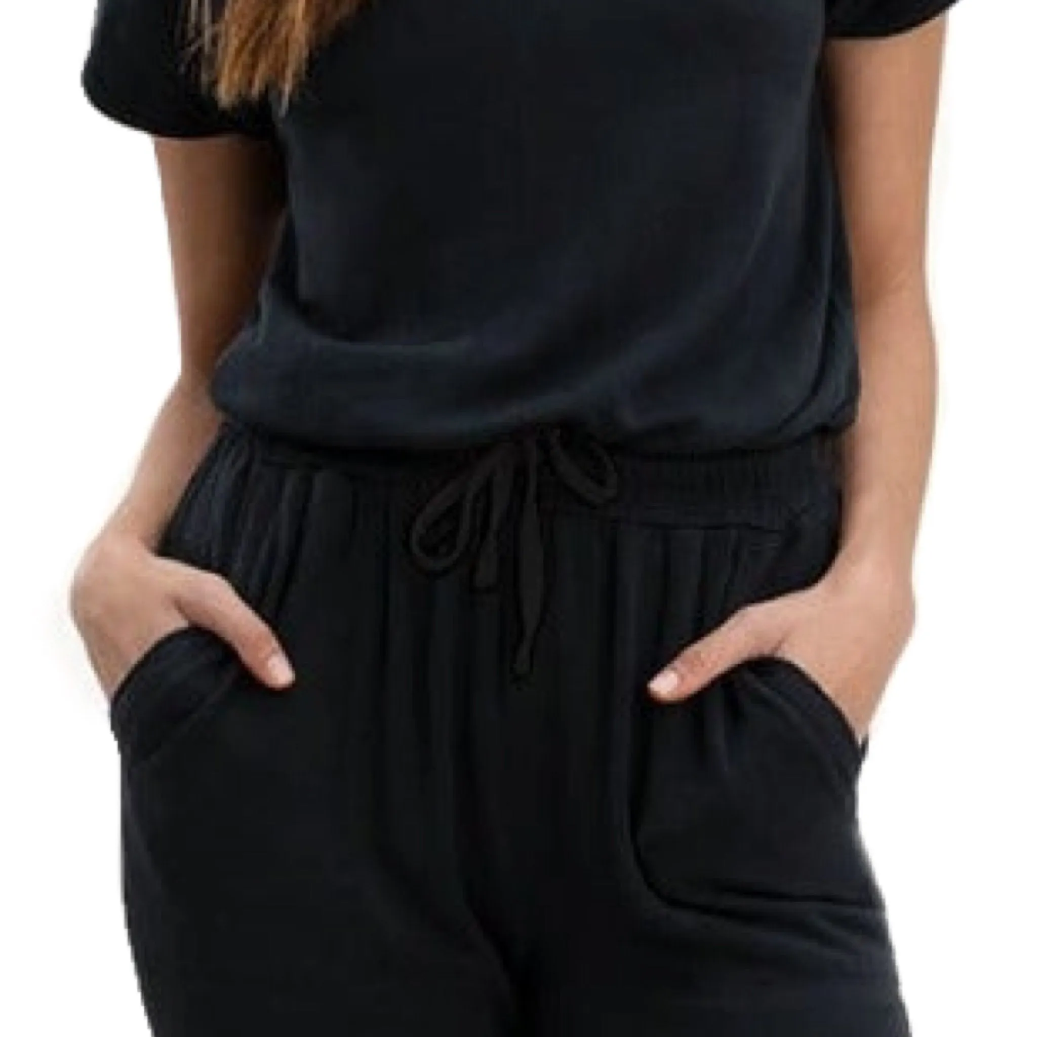 Eco Supersoft Flora Jumpsuit - Black.