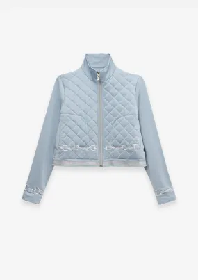 Ember Embroidered Cropped Zip Jacket | Sky