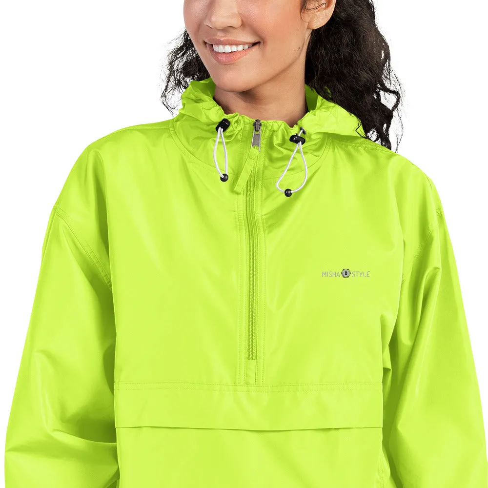 Embroidered Champion Packable Women Jacket - Neon