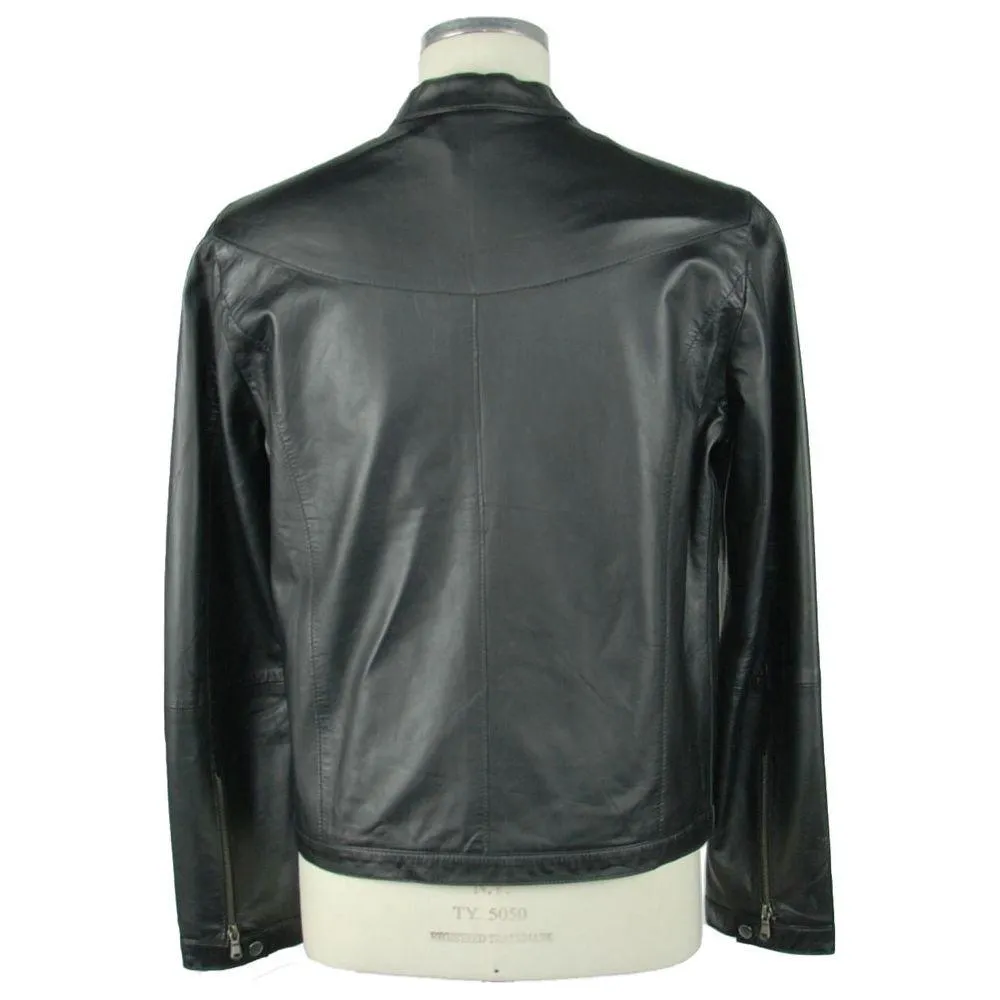 Emilio Romanelli Sleek Leather Black Jacket