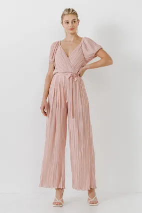 Endless Rose - Pleated Surplice Jumpsuit