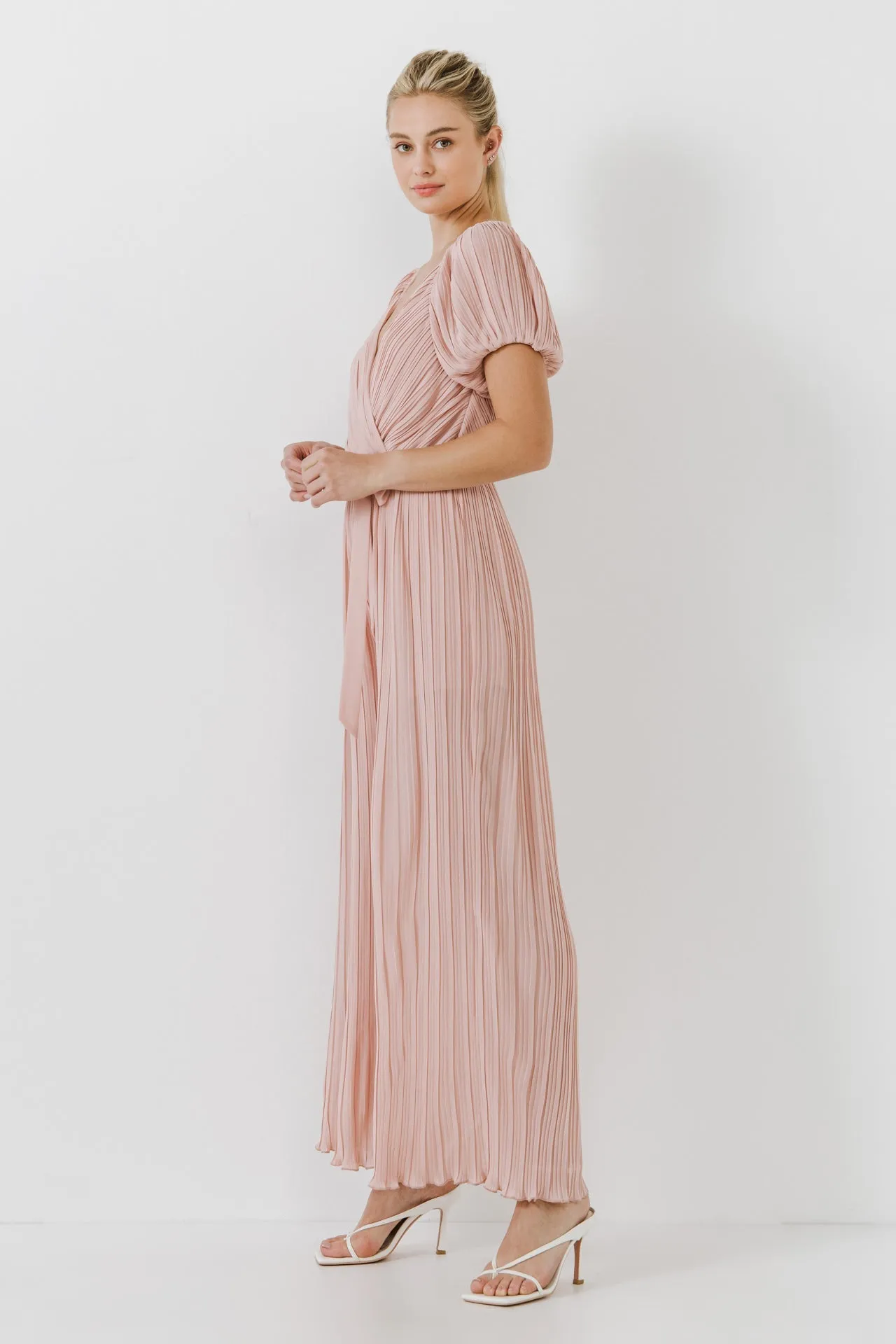 Endless Rose - Pleated Surplice Jumpsuit