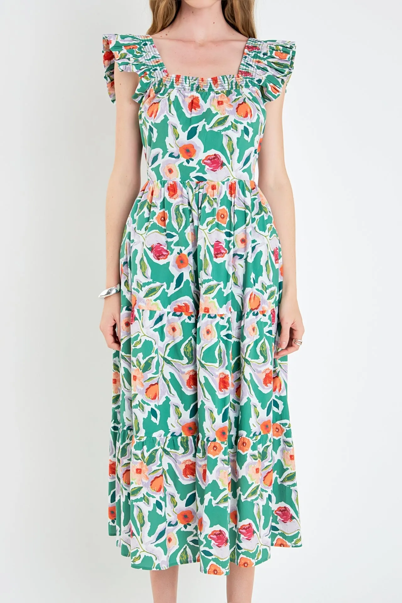 English Factory - Back Bow Floral Midi Dress