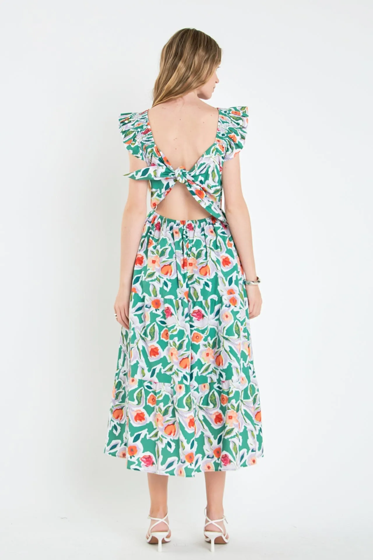 English Factory - Back Bow Floral Midi Dress