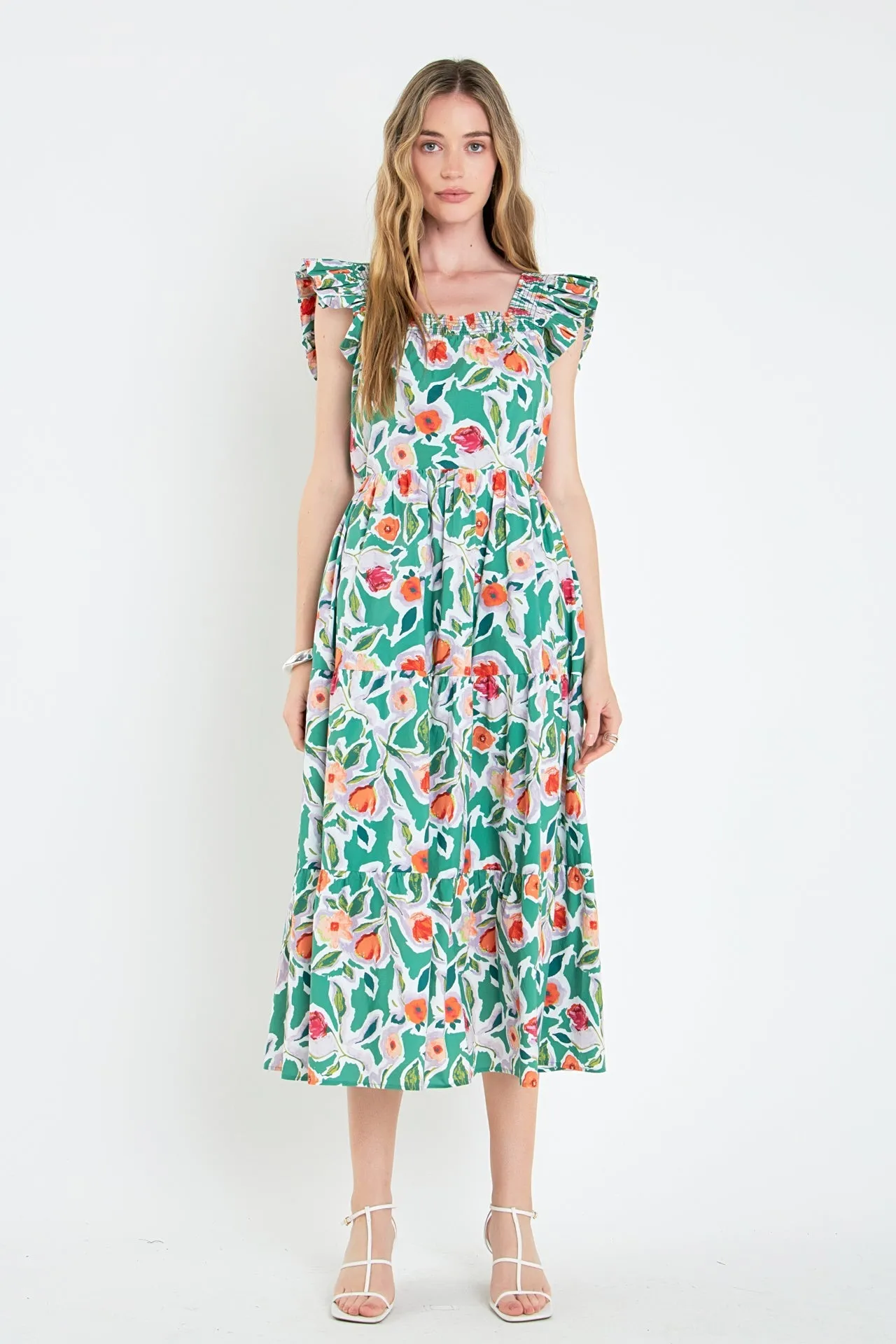 English Factory - Back Bow Floral Midi Dress