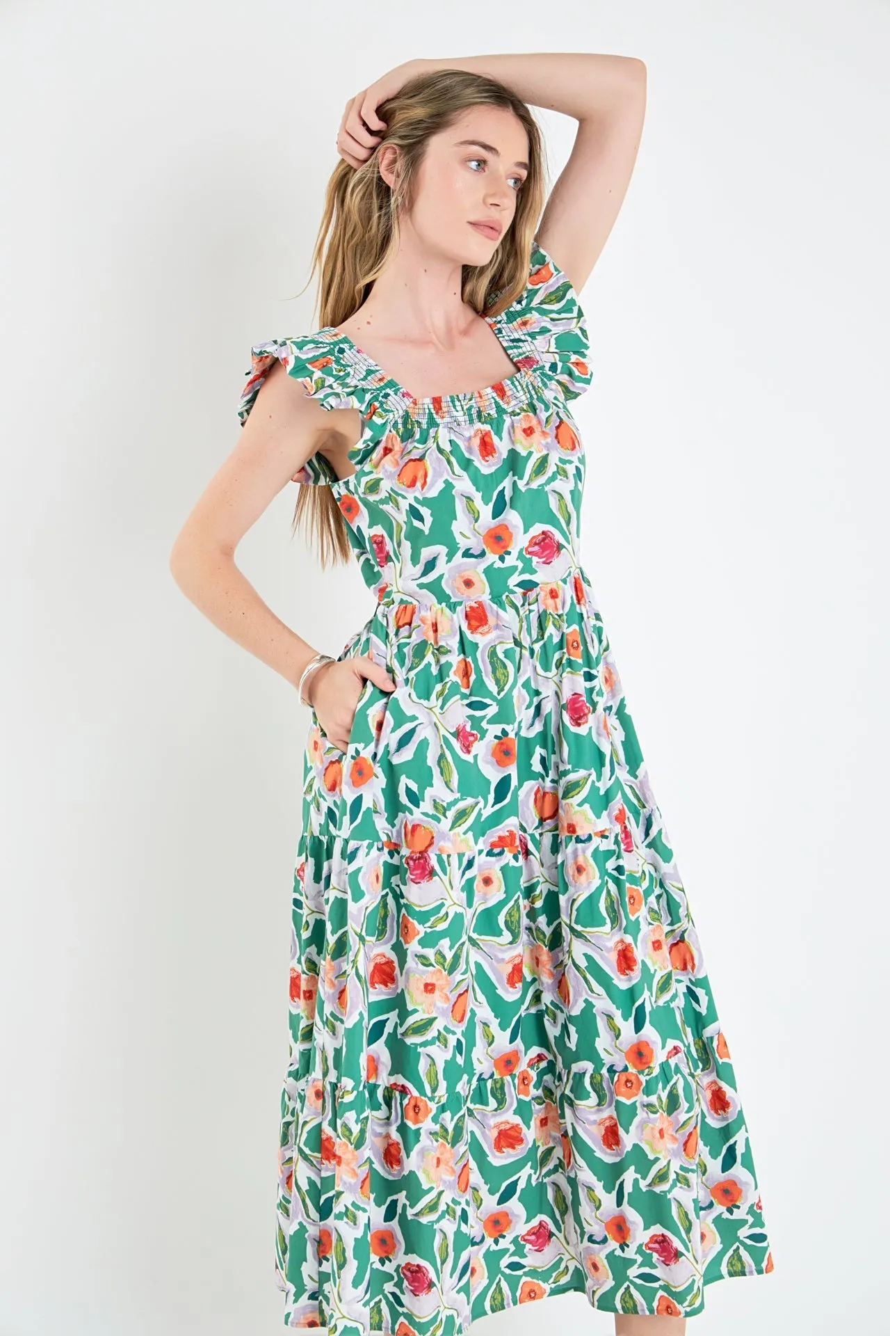 English Factory - Back Bow Floral Midi Dress