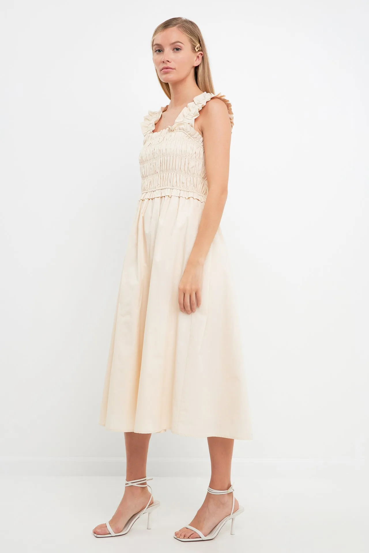 English Factory - Ruffled Shoulder Straps Midi Dress