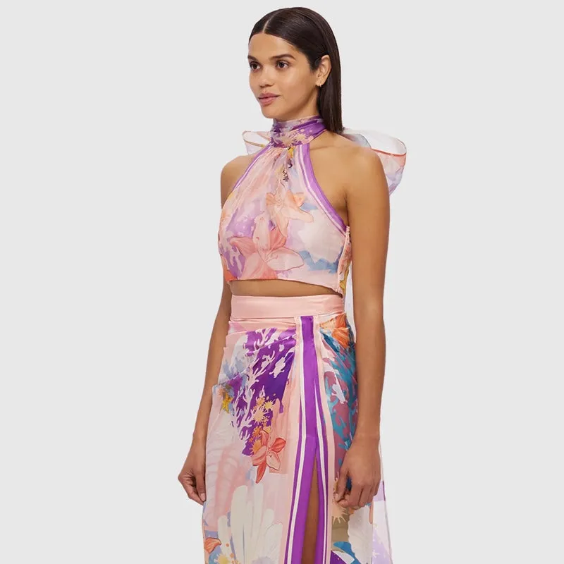 Evie Halter Bow Tie Top & Estella Wrap Midi Skirt (Set)