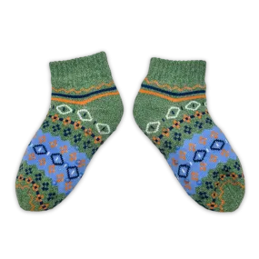 Fairisle Natural Green Cozy Warmer™ Slipper Socks